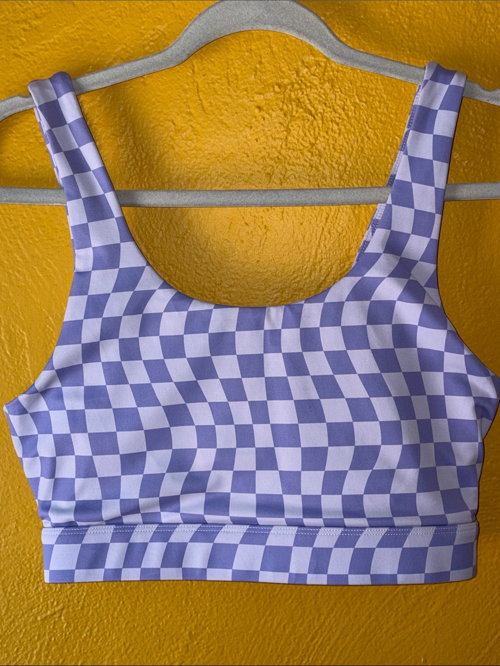 WILO NWOT Lilac Checkerboard “Wave Print” Crop Sports Bra Medium